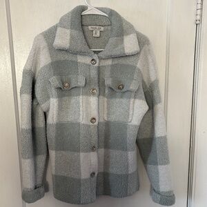 Rachel Zoe Gray and White Teddy Jacket